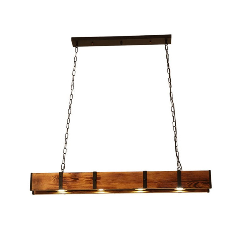 Linear Wood Island Lighting Industrial Loft Vintage Ceiling Lights for Bar