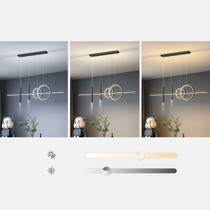 Lampada il lampadario in metallo lineare dell'illuminazione dell'isola a led moderna per sala da pranzo