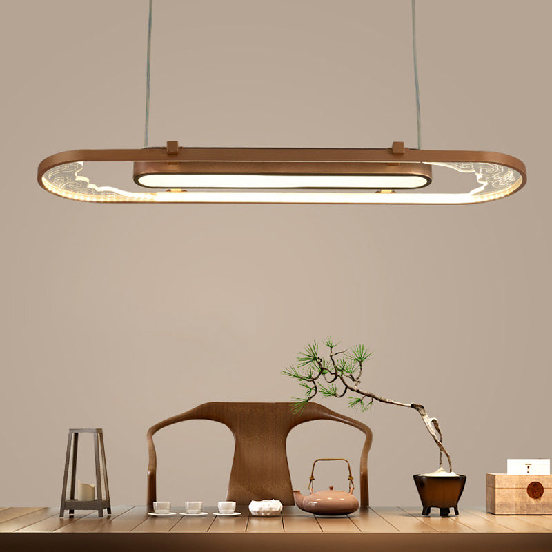 Luci a sospensione a sospensione in metallo marrone lampade a sospensione lineare contemporanea per sala da pranzo