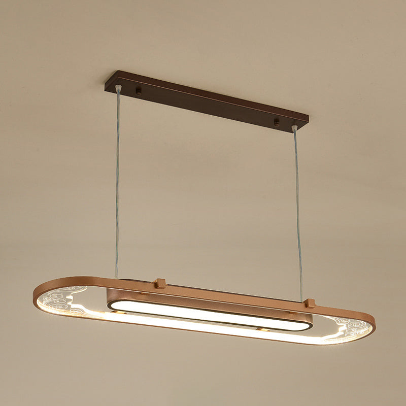 Luci a sospensione a sospensione in metallo marrone lampade a sospensione lineare contemporanea per sala da pranzo