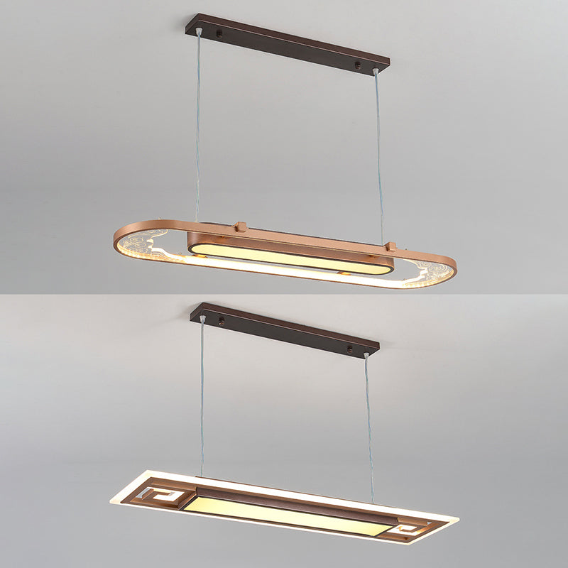 Luci a sospensione a sospensione in metallo marrone lampade a sospensione lineare contemporanea per sala da pranzo