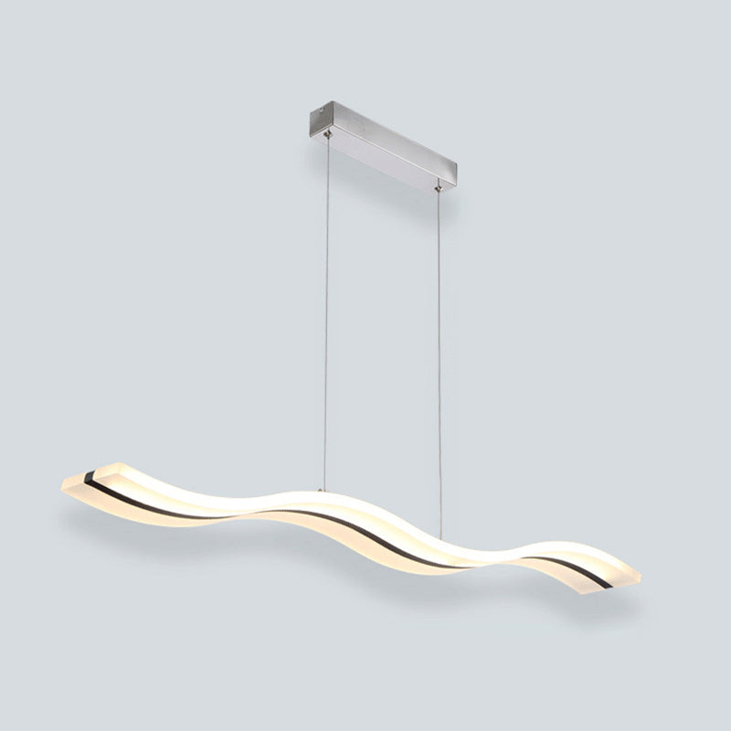 Stainless-Steel LED Island Light in Modern Simplicity Acrylic Linear Hanging Lamp for Dining Room