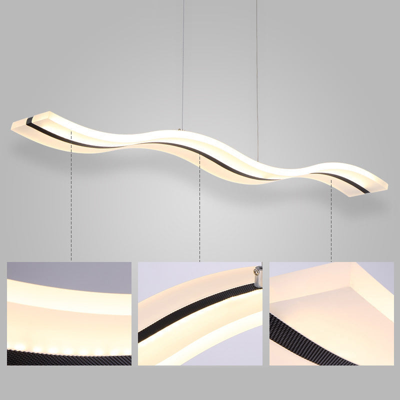 Stainless-Steel LED Island Light in Modern Simplicity Acrylic Linear Hanging Lamp for Dining Room