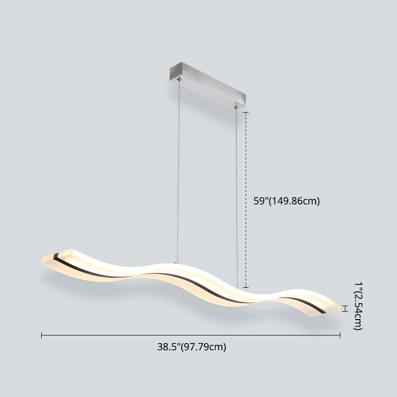 Stainless-Steel LED Island Light in Modern Simplicity Acrylic Linear Hanging Lamp for Dining Room