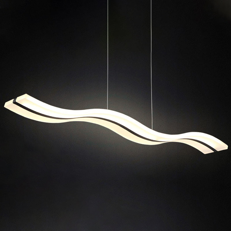 Stainless-Steel LED Island Light in Modern Simplicity Acrylic Linear Hanging Lamp for Dining Room