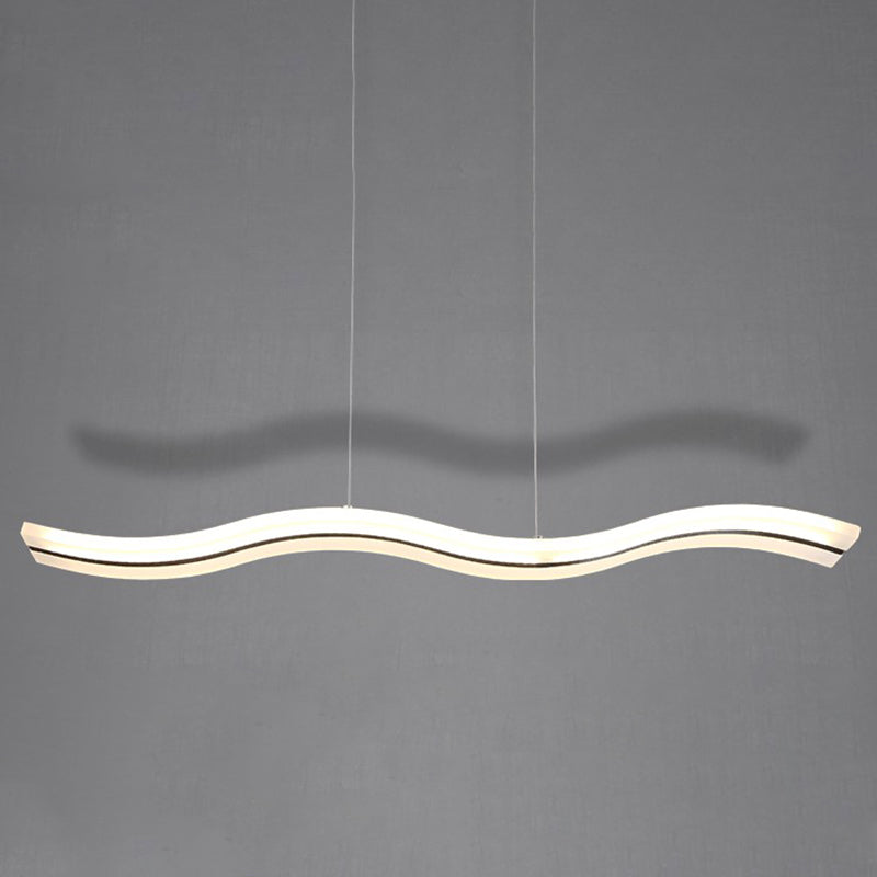 Stainless-Steel LED Island Light in Modern Simplicity Acrylic Linear Hanging Lamp for Dining Room