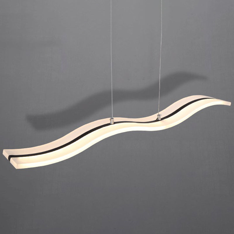 Stainless-Steel LED Island Light in Modern Simplicity Acrylic Linear Hanging Lamp for Dining Room