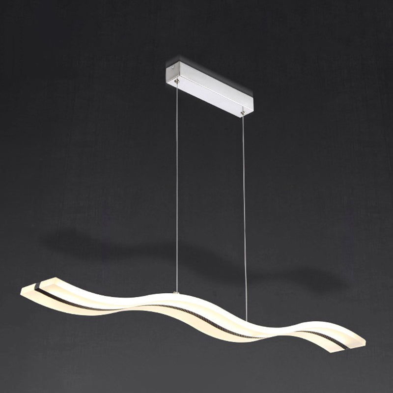 Stainless-Steel LED Island Light in Modern Simplicity Acrylic Linear Hanging Lamp for Dining Room
