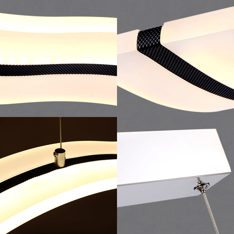 Stainless-Steel LED Island Light in Modern Simplicity Acrylic Linear Hanging Lamp for Dining Room