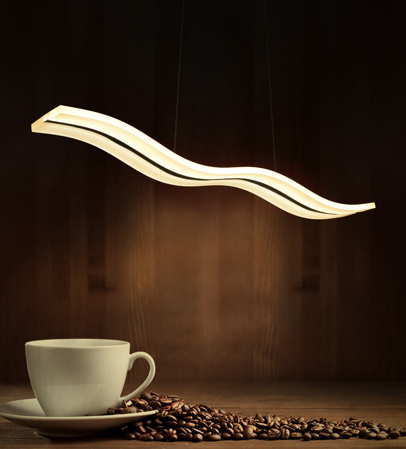 Stainless-Steel LED Island Light in Modern Simplicity Acrylic Linear Hanging Lamp for Dining Room