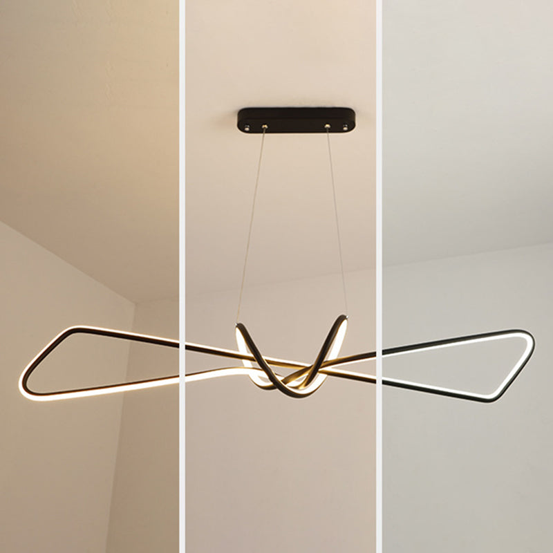 Linear LED Island Chandelier Lights Metal New Modern Hanging Lamp for Dining Room