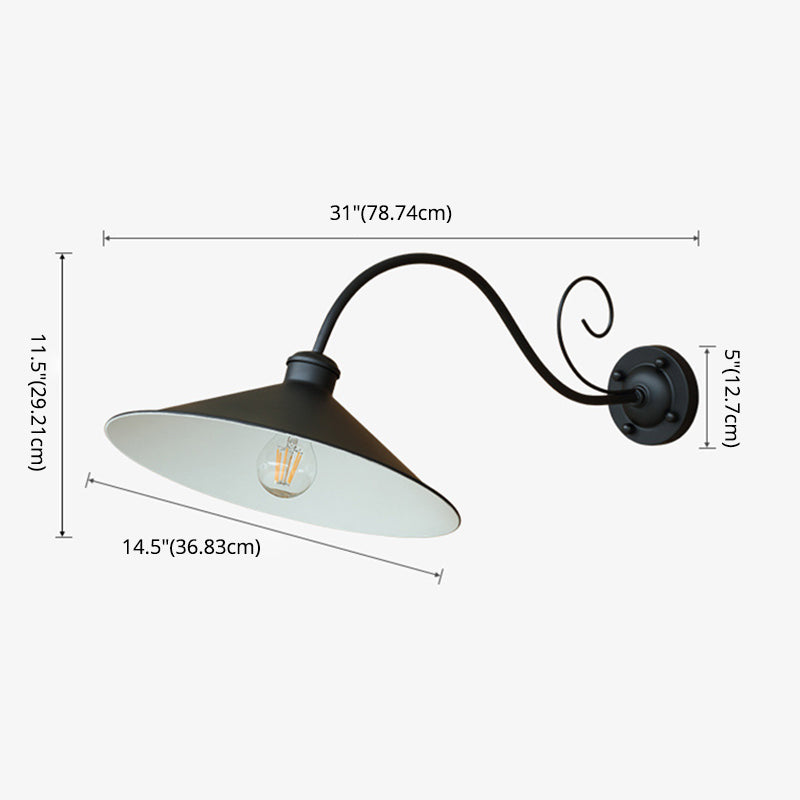 Industrielle Vintage -Wandleuchte -Leuchten im Freien mit Schmiedeeiseisen -Wand montiertes Licht