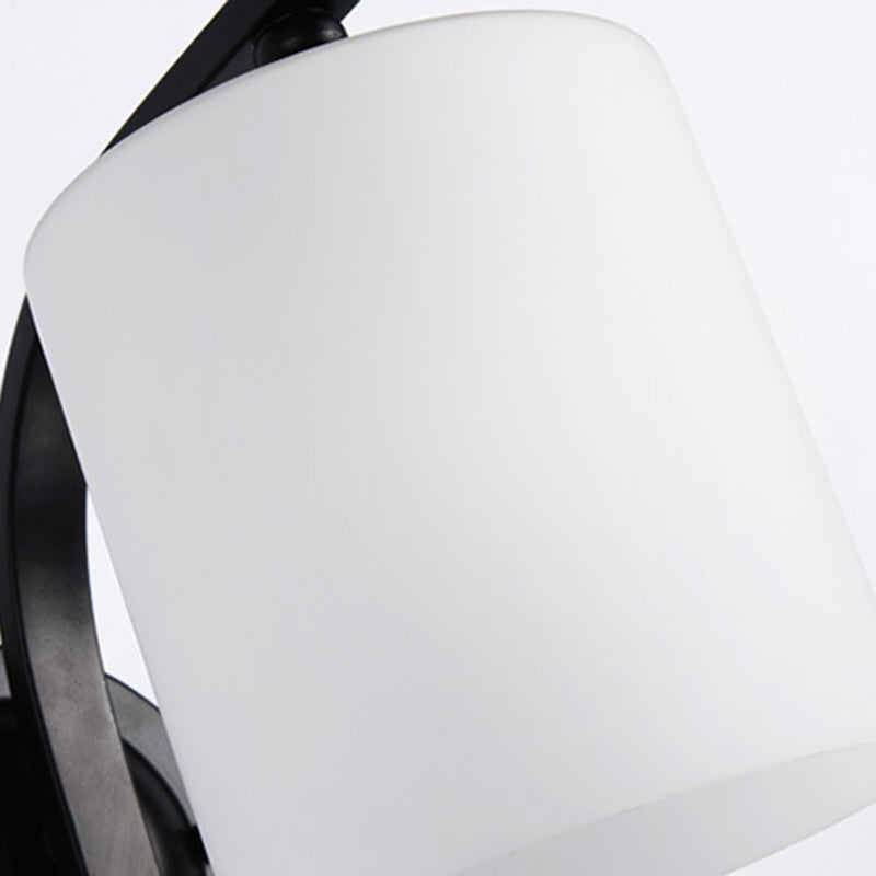 Cylinder White Glass Wall Mount Lamp 1-Light Vintage Wall Lighting Fixture for Bedroom