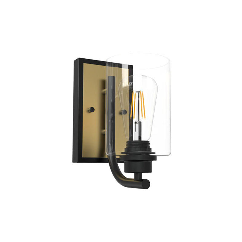 Lámpara de pared negra de vidrio en la luz de pared de hierro forjado de estilo vintage industrial para el baño