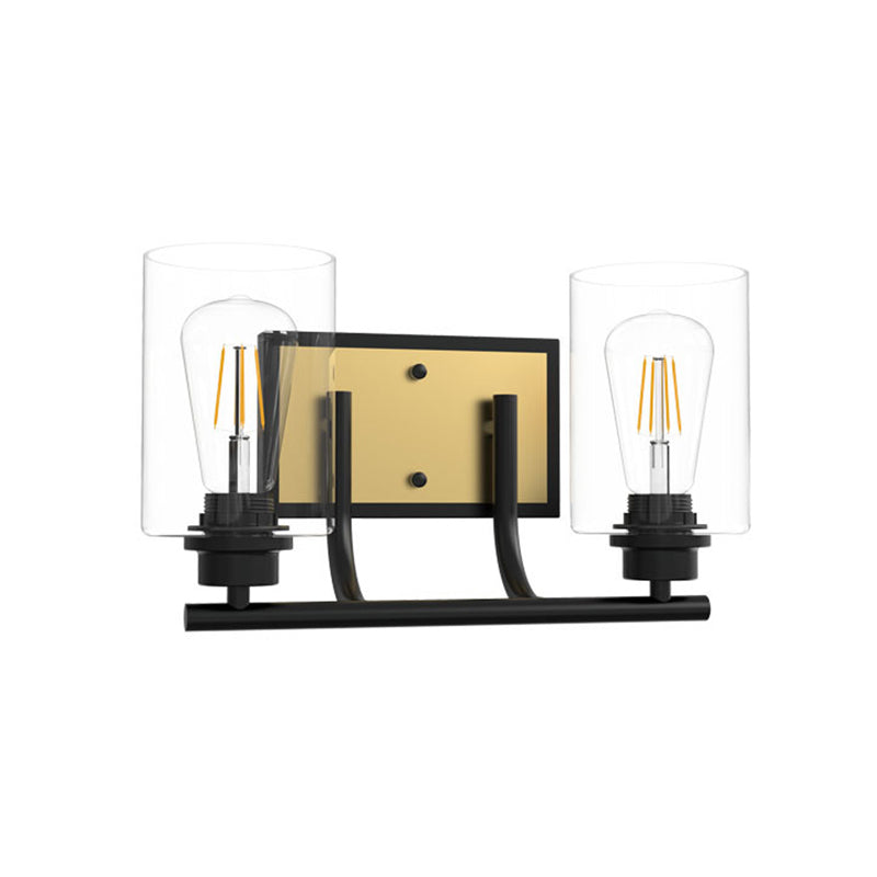 Lámpara de pared negra de vidrio en la luz de pared de hierro forjado de estilo vintage industrial para el baño