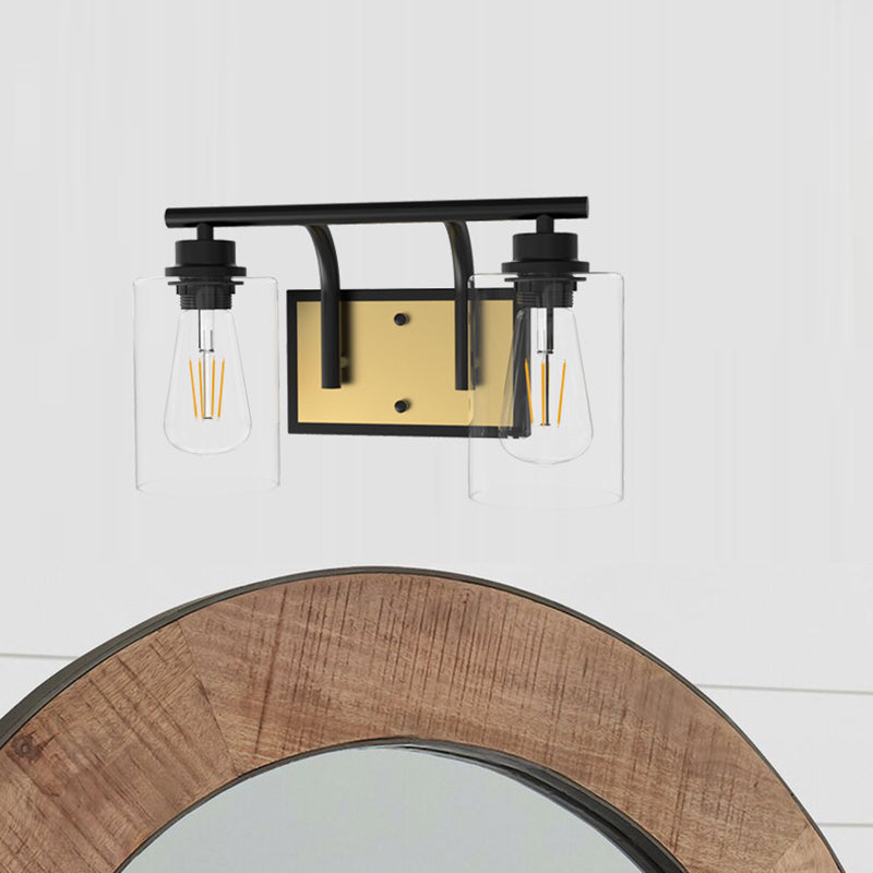 Glas schwarze Wandlampe im industriellen Vintage -Stil Schmiedeeisen -Wandleuchte für Badezimmer