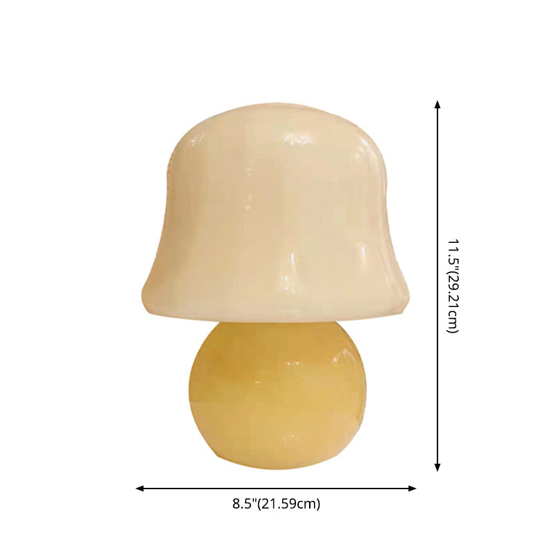 Mushroom Shaped Table Light Nordic Glass 1-Bulb Living Room Night Lamp in Yellow