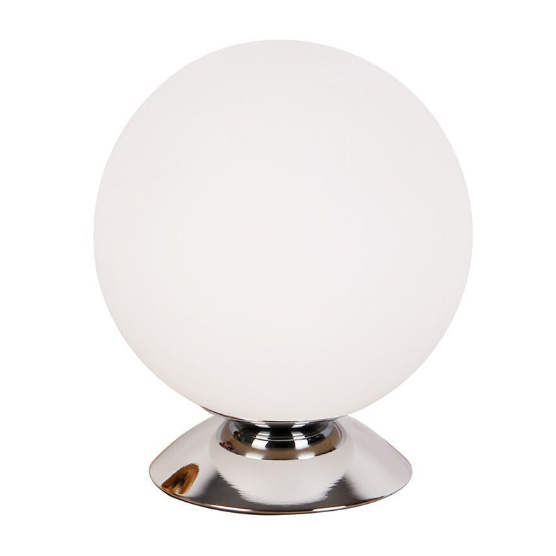 Globe nachtkastje lamp Eenvoudig stijl wit glas 1-licht slaapkamer tafellicht in chroom