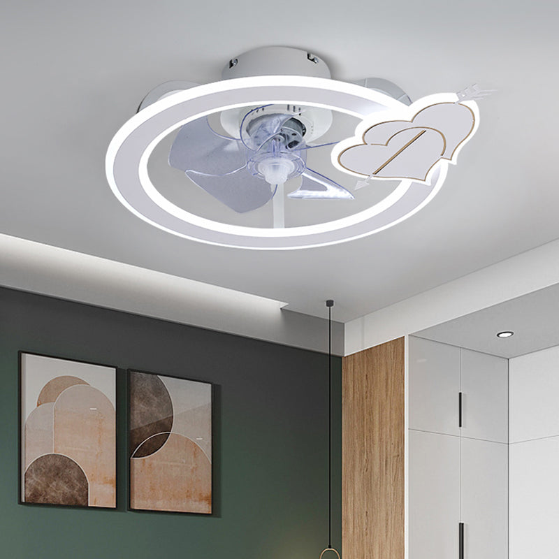 Minimalist Circle Flush Deckenventilator Metall Schlafzimmer LED Semi Flush Mount Light mit Fernbedienung