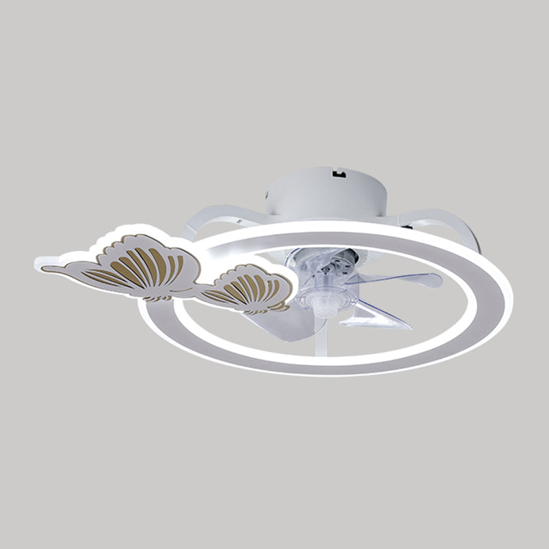 Minimalist Circle Flush Deckenventilator Metall Schlafzimmer LED Semi Flush Mount Light mit Fernbedienung