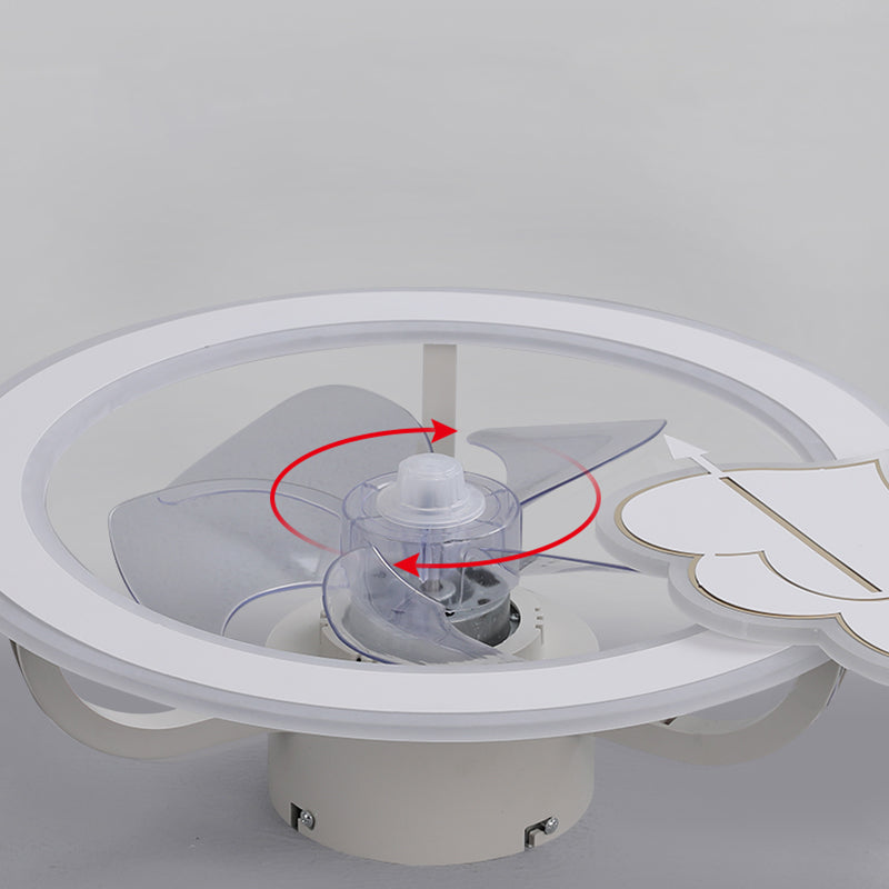 Minimalist Circle Flush Deckenventilator Metall Schlafzimmer LED Semi Flush Mount Light mit Fernbedienung