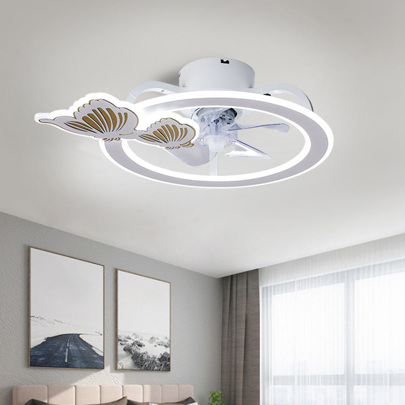 Minimalist Circle Flush Deckenventilator Metall Schlafzimmer LED Semi Flush Mount Light mit Fernbedienung