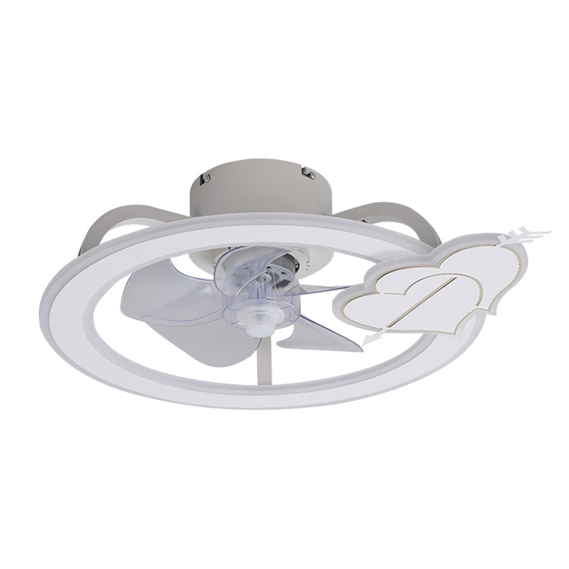 Minimalist Circle Flush Deckenventilator Metall Schlafzimmer LED Semi Flush Mount Light mit Fernbedienung