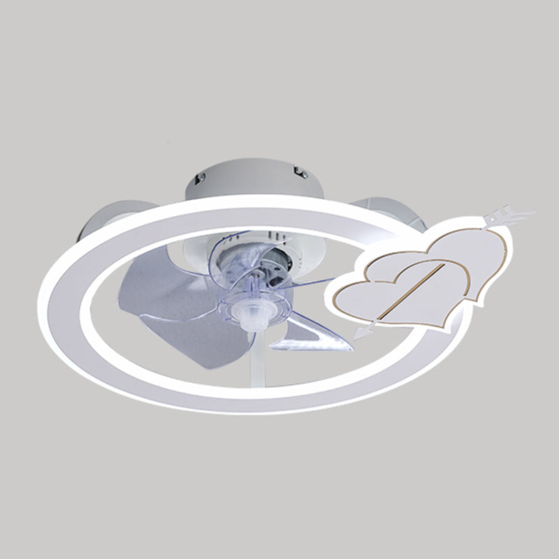 Minimalist Circle Flush Deckenventilator Metall Schlafzimmer LED Semi Flush Mount Light mit Fernbedienung