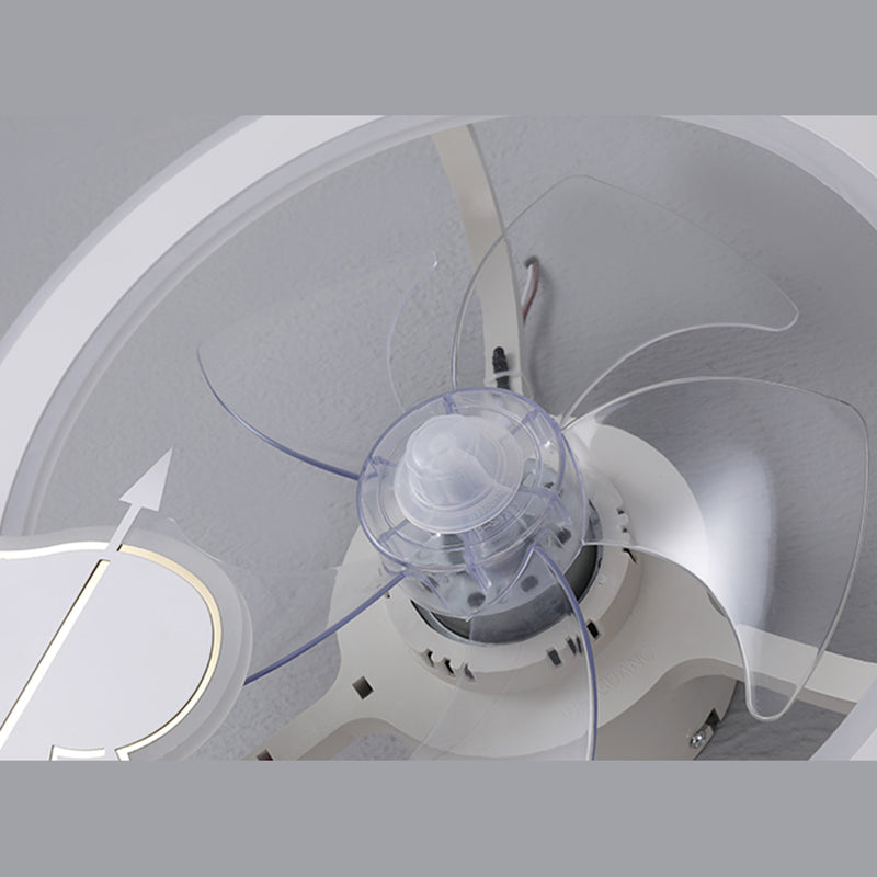 Minimalist Circle Flush Deckenventilator Metall Schlafzimmer LED Semi Flush Mount Light mit Fernbedienung