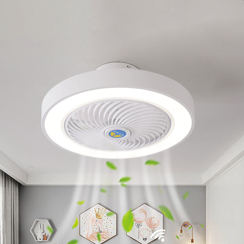 Trommeldecke Lüfter Licht Nordic Metall LED Schlafzimmer Halbflush Licht mit Fernbedienung