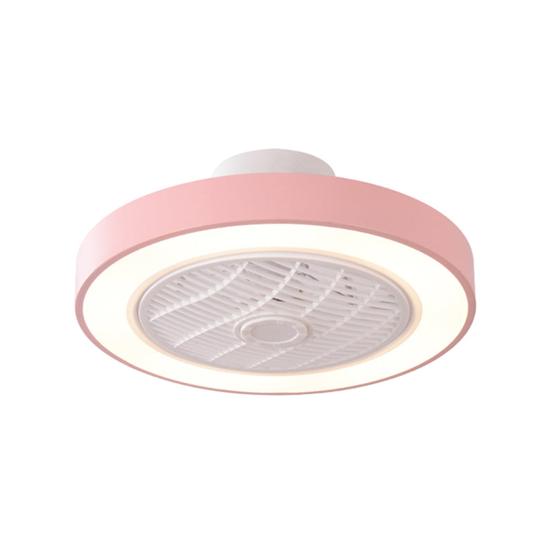 Trommeldecke Lüfter Licht Nordic Metall LED Schlafzimmer Halbflush Licht mit Fernbedienung