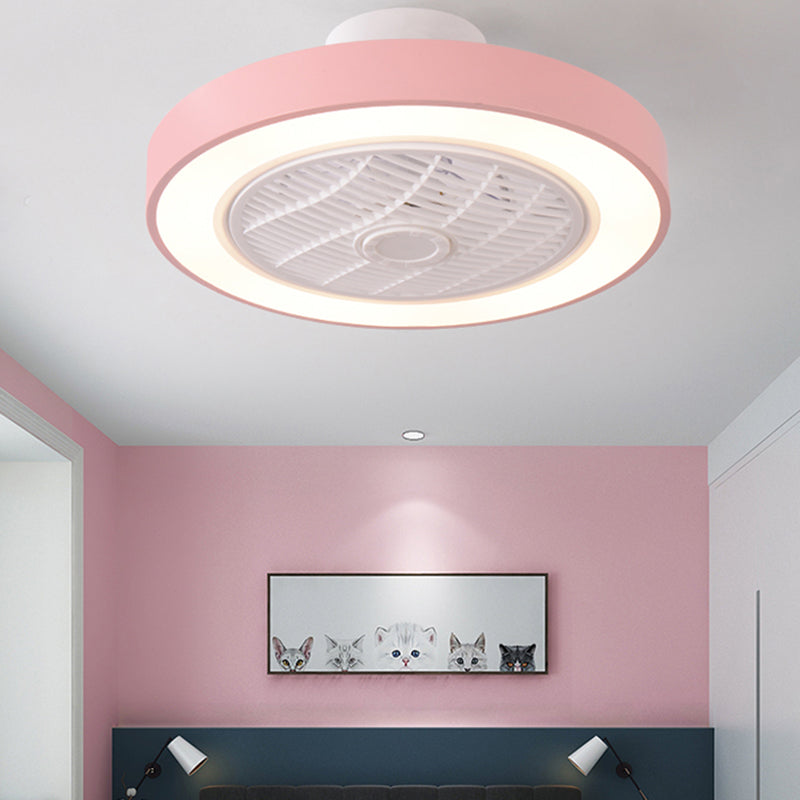 Trommeldecke Lüfter Licht Nordic Metall LED Schlafzimmer Halbflush Licht mit Fernbedienung