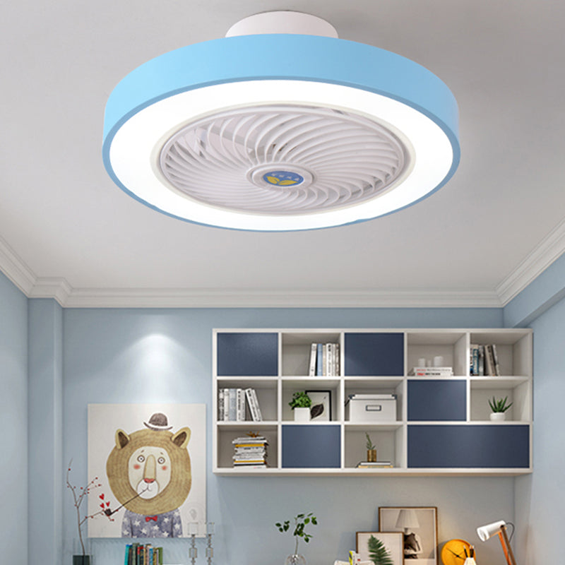 Trommeldecke Lüfter Licht Nordic Metall LED Schlafzimmer Halbflush Licht mit Fernbedienung