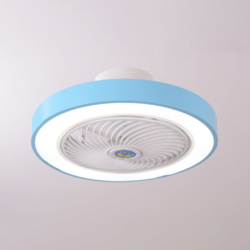 Trommeldecke Lüfter Licht Nordic Metall LED Schlafzimmer Halbflush Licht mit Fernbedienung