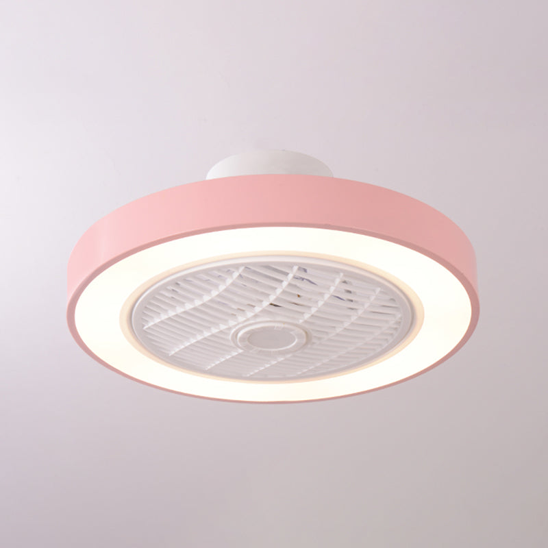Trommeldecke Lüfter Licht Nordic Metall LED Schlafzimmer Halbflush Licht mit Fernbedienung