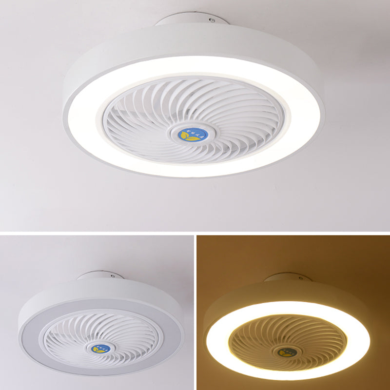 Trommeldecke Lüfter Licht Nordic Metall LED Schlafzimmer Halbflush Licht mit Fernbedienung