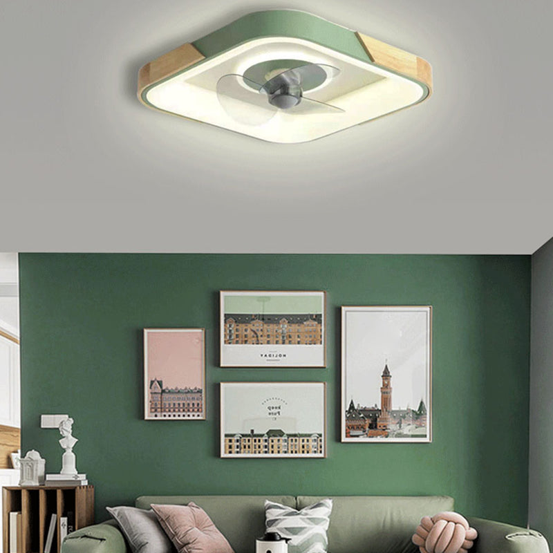 Ventola del soffitto a sfioramento a scarpone colorato in metallo da letto in metallo lampada a filo semifulò