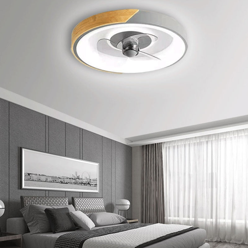 Ventola del soffitto a sfioramento a scarpone colorato in metallo da letto in metallo lampada a filo semifulò