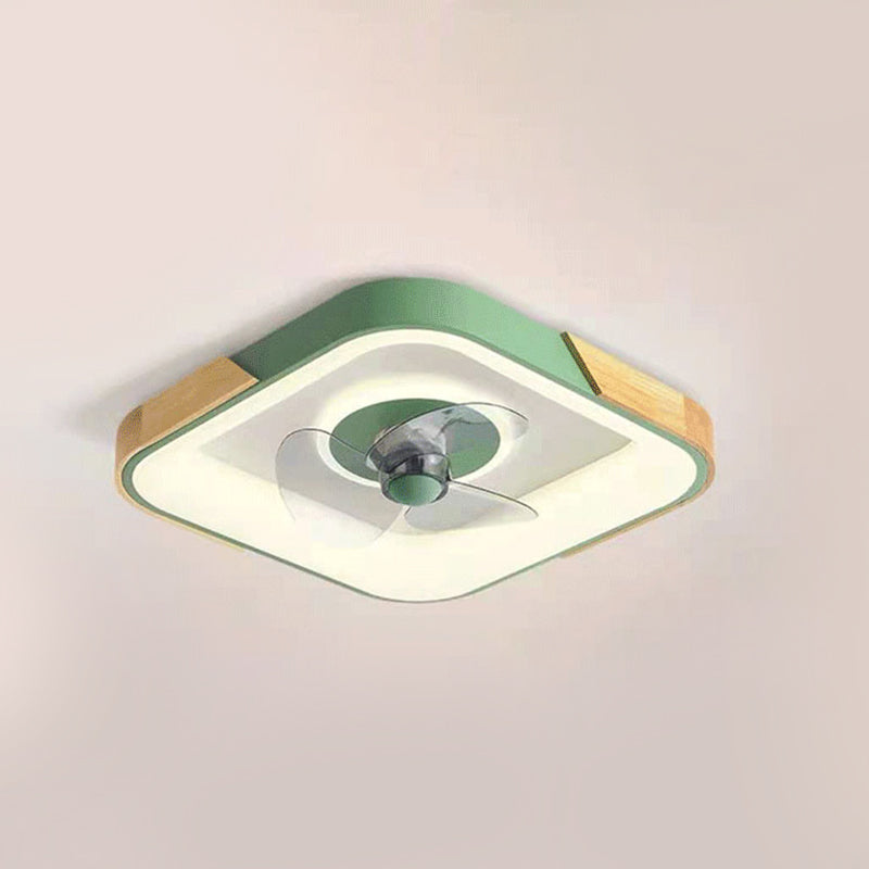 Ventola del soffitto a sfioramento a scarpone colorato in metallo da letto in metallo lampada a filo semifulò