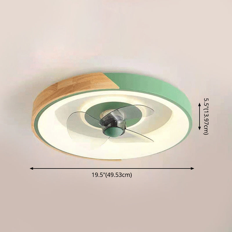 Ventola del soffitto a sfioramento a scarpone colorato in metallo da letto in metallo lampada a filo semifulò