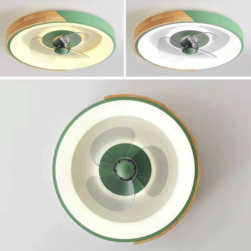 Ventola del soffitto a sfioramento a scarpone colorato in metallo da letto in metallo lampada a filo semifulò
