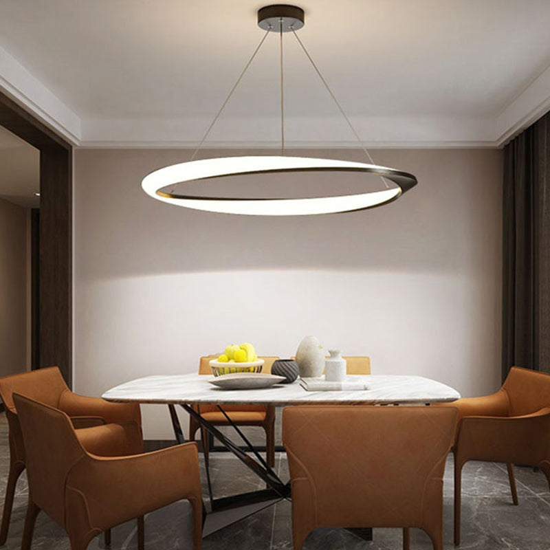 Modern Fashionable Linear LED Hanging Lamp Wrought Iron Indoor Pendant Light with Acrylic Shade