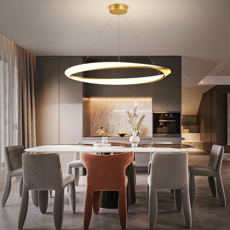 Modern Fashionable Linear LED Hanging Lamp Wrought Iron Indoor Pendant Light with Acrylic Shade