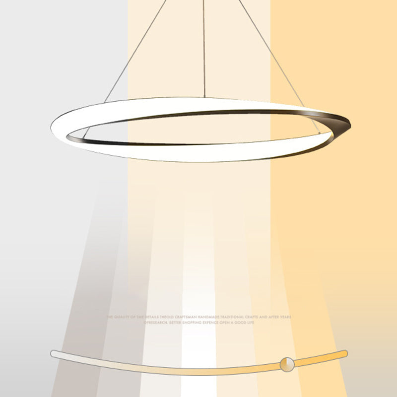 Modern Fashionable Linear LED Hanging Lamp Wrought Iron Indoor Pendant Light with Acrylic Shade