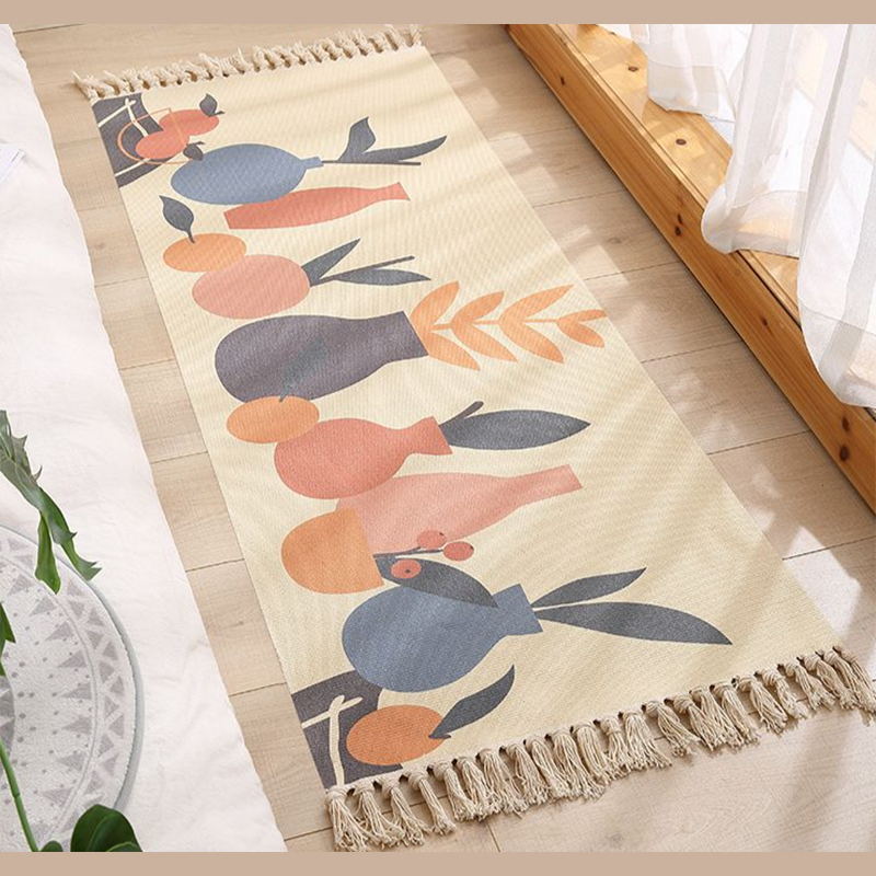 Yellow Plants Indoor Carpet Polyester Casual Area Rug Washable Rug for Home Decor