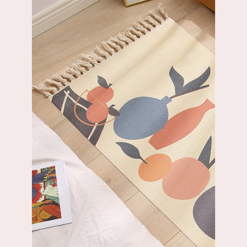 Yellow Plants Indoor Carpet Polyester Casual Area Rug Washable Rug for Home Decor