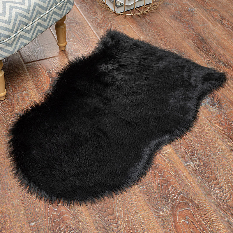 White Living Room Carpet Polyester Solid Color Area Rug Anti-Slip Backing Indoor Rug