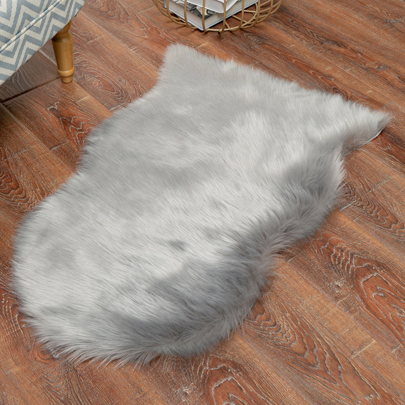 White Living Room Carpet Polyester Solid Color Area Rug Anti-Slip Backing Indoor Rug