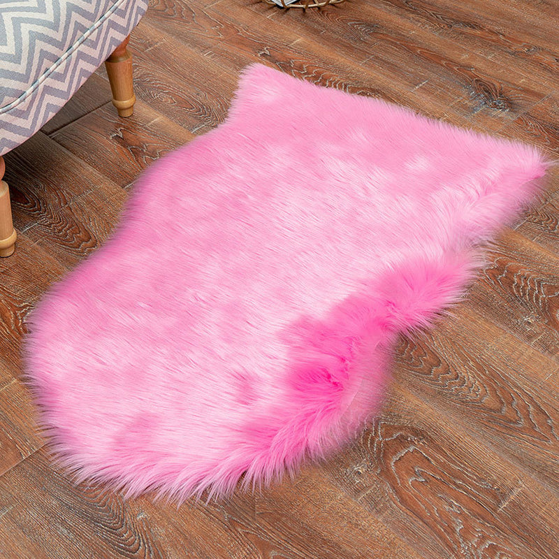 White Living Room Carpet Polyester Solid Color Area Rug Anti-Slip Backing Indoor Rug