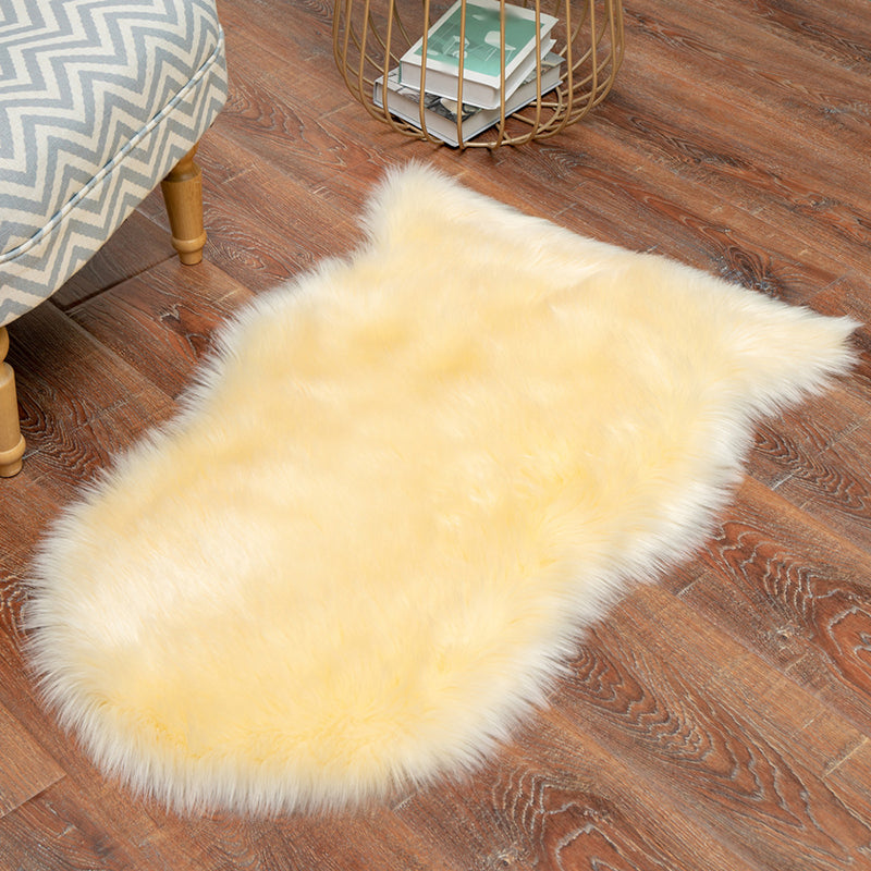 White Living Room Carpet Polyester Solid Color Area Rug Anti-Slip Backing Indoor Rug